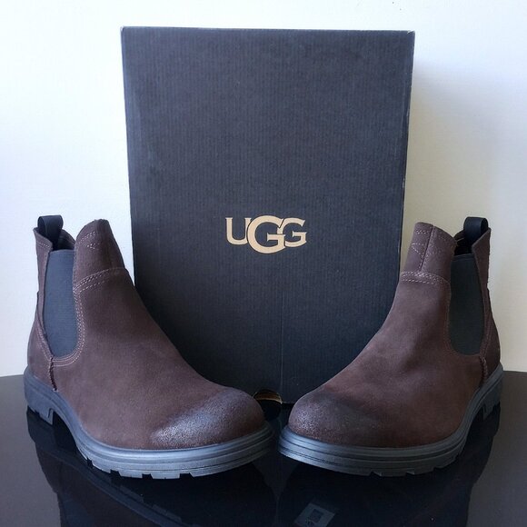 UGG Men's Biltmore Waterproof Leather Chelsea Boot in Cool Looking Dusted Cocoa - Picture 3 of 15